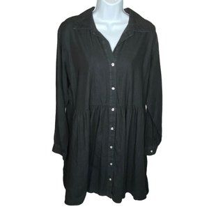 Mud Pie Womens Black Long Sleeves Button Front Selena Tiered Dress Size S/M